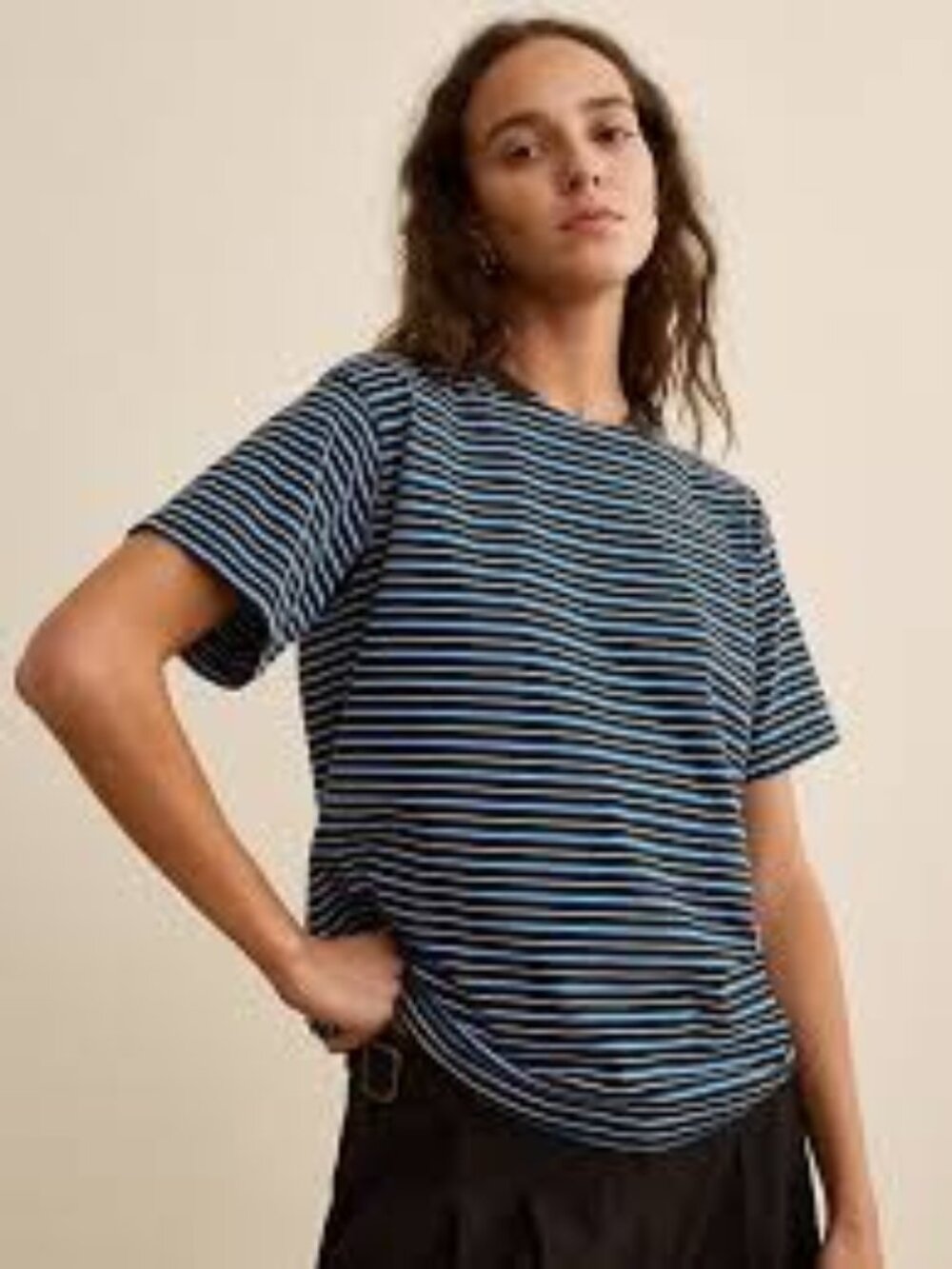 Banana Republic x La Ligne The Boxy Cotton T-Shirt in Blue Stripe